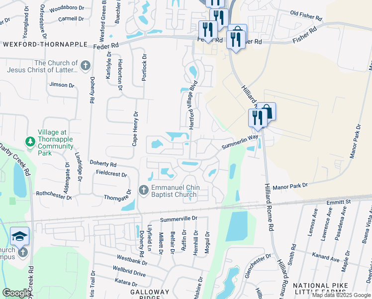 map of restaurants, bars, coffee shops, grocery stores, and more near 5416 Garden Ridge in Columbus