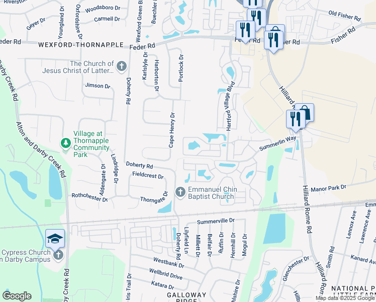 map of restaurants, bars, coffee shops, grocery stores, and more near 5618 Cypress Chase in Columbus