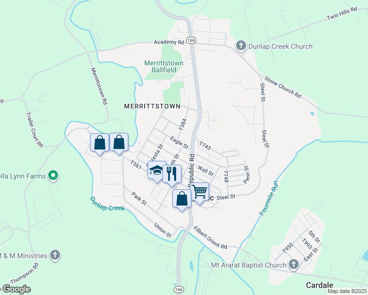 map of restaurants, bars, coffee shops, grocery stores, and more near 32 Eagle Street in Republic