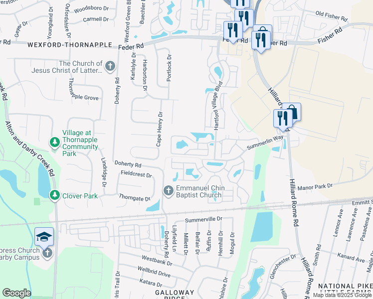 map of restaurants, bars, coffee shops, grocery stores, and more near 5532 Garden Ridge in Columbus