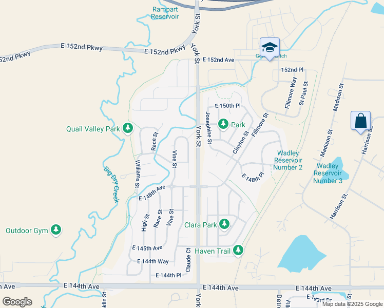 map of restaurants, bars, coffee shops, grocery stores, and more near 14928 Gaylord Street in Thornton