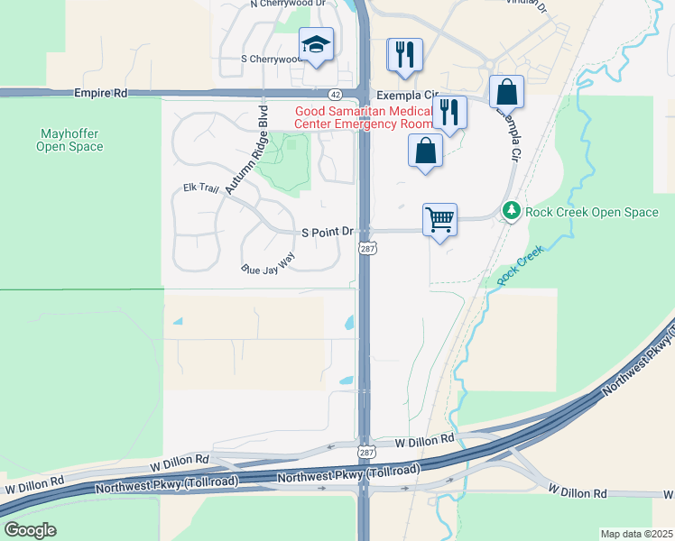 map of restaurants, bars, coffee shops, grocery stores, and more near 2958 Golden Eagle Circle in Lafayette