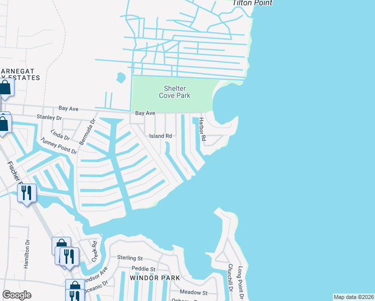 map of restaurants, bars, coffee shops, grocery stores, and more near 21 Wilkins Road in Toms River