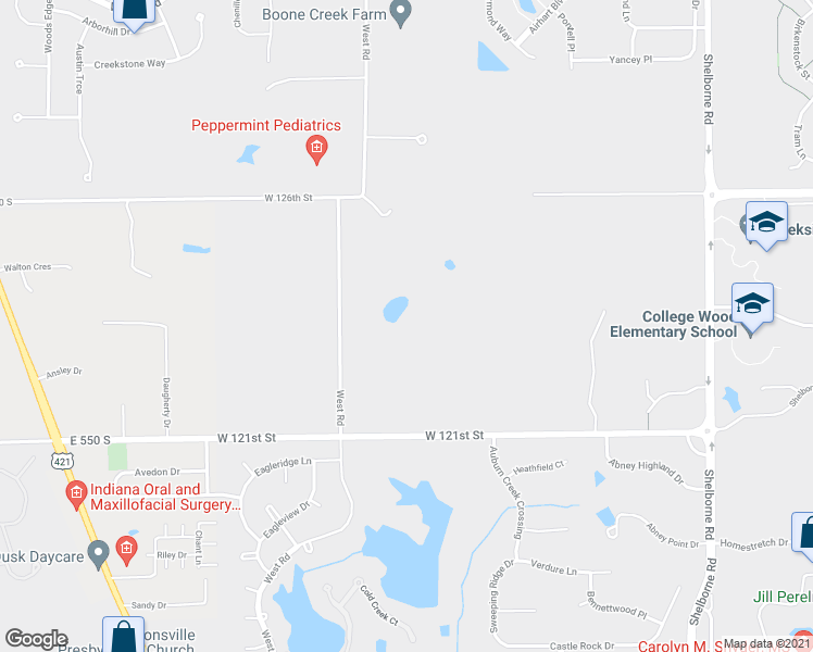 map of restaurants, bars, coffee shops, grocery stores, and more near 12351 West Road in Zionsville