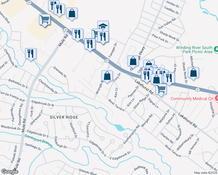 map of restaurants, bars, coffee shops, grocery stores, and more near 37 Cory Dr in Toms River