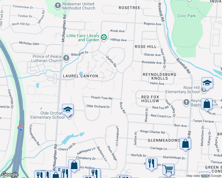 map of restaurants, bars, coffee shops, grocery stores, and more near 695 Groton Pl in Columbus