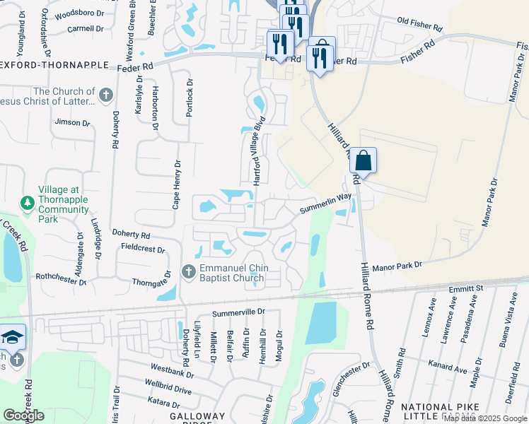 map of restaurants, bars, coffee shops, grocery stores, and more near 740 Oglethorpe in Columbus