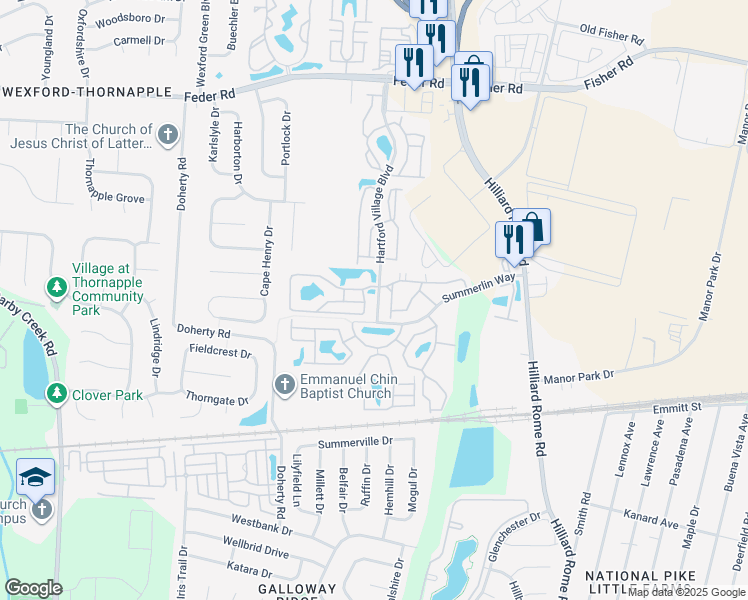 map of restaurants, bars, coffee shops, grocery stores, and more near 5416 Garden Ridge in Columbus