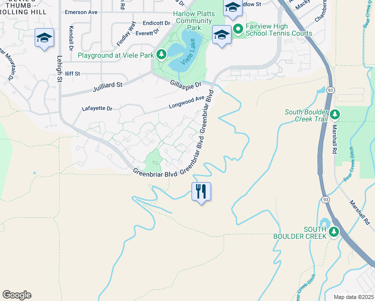 map of restaurants, bars, coffee shops, grocery stores, and more near 3789 Telluride Circle in Boulder
