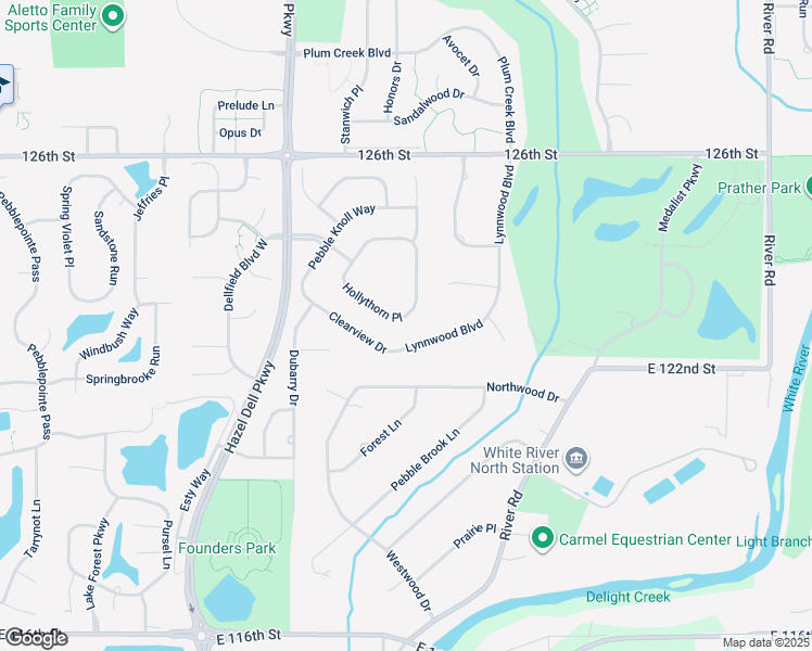 map of restaurants, bars, coffee shops, grocery stores, and more near 6076 Clearview Drive in Carmel