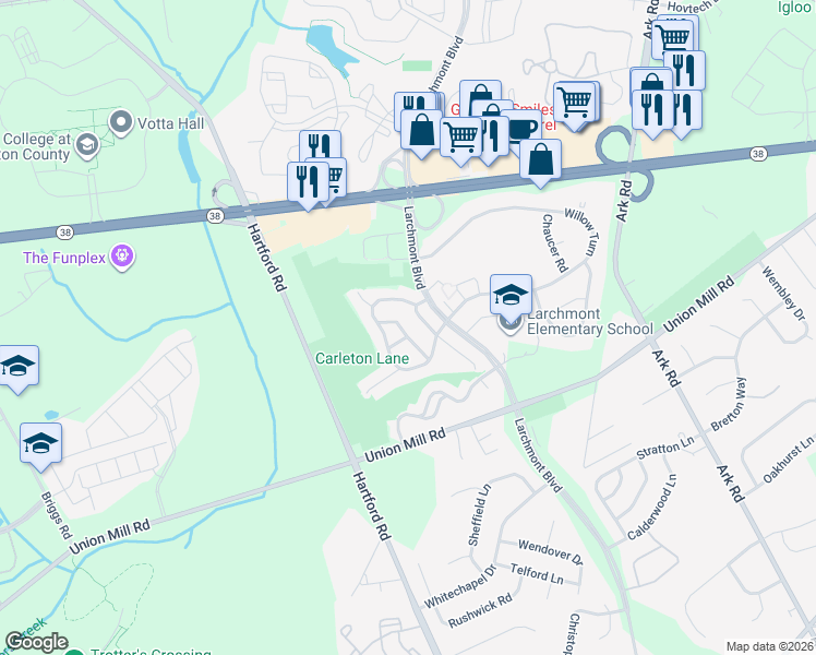 map of restaurants, bars, coffee shops, grocery stores, and more near 118 Mayfair Lane in Mount Laurel