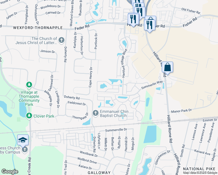 map of restaurants, bars, coffee shops, grocery stores, and more near 5536 Garden Ridge in Columbus