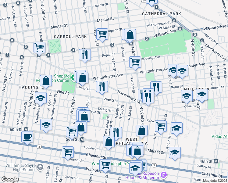 map of restaurants, bars, coffee shops, grocery stores, and more near in Philadelphia