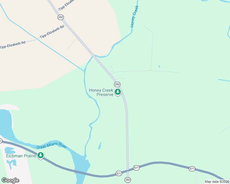 map of restaurants, bars, coffee shops, grocery stores, and more near 4470 Ohio 202 in Tipp City