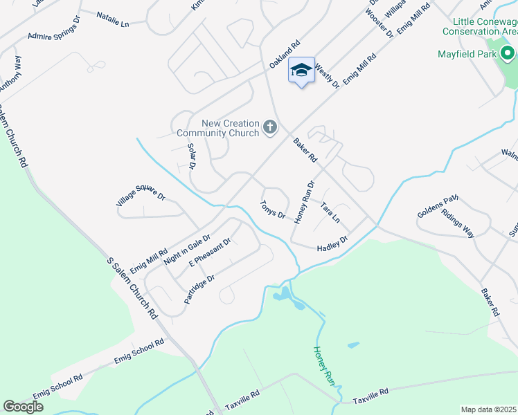 map of restaurants, bars, coffee shops, grocery stores, and more near 2832 Tonys Drive in York