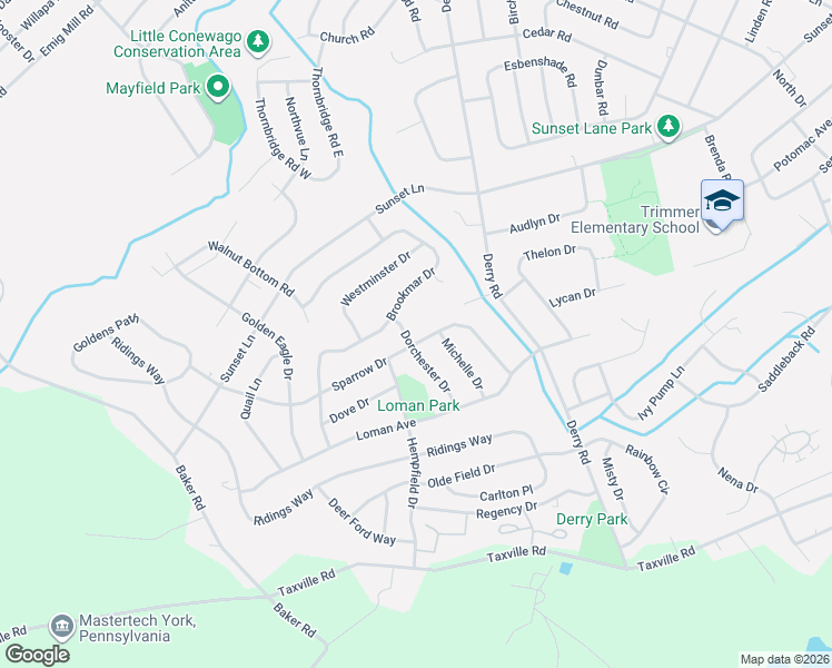 map of restaurants, bars, coffee shops, grocery stores, and more near 2777 Sparrow Dr in York