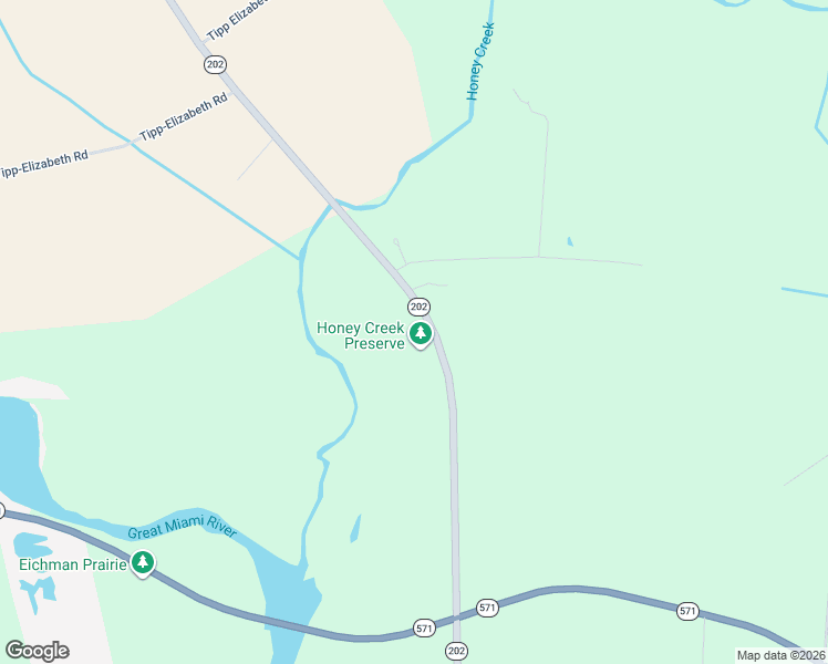 map of restaurants, bars, coffee shops, grocery stores, and more near 4470 Ohio 202 in Tipp City