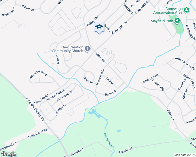 map of restaurants, bars, coffee shops, grocery stores, and more near 3047 Honey Run Drive in York
