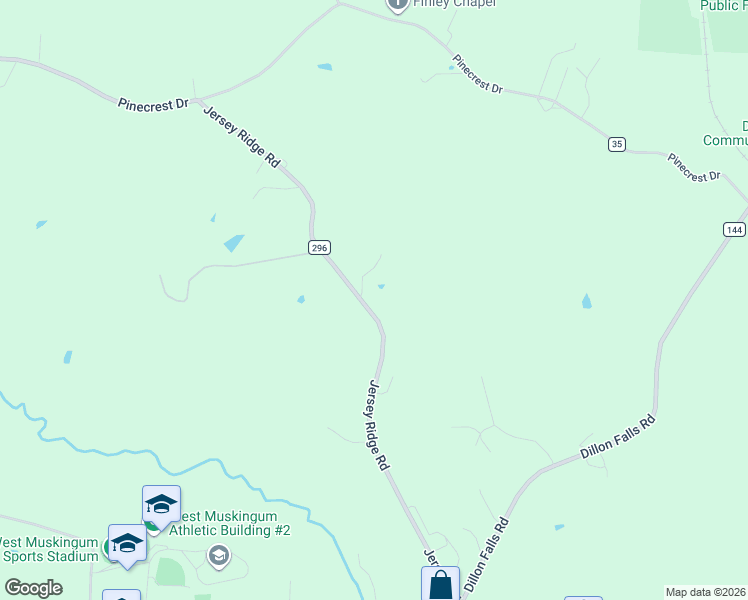 map of restaurants, bars, coffee shops, grocery stores, and more near 834-1308 Jersey Ridge Rd in Zanesville