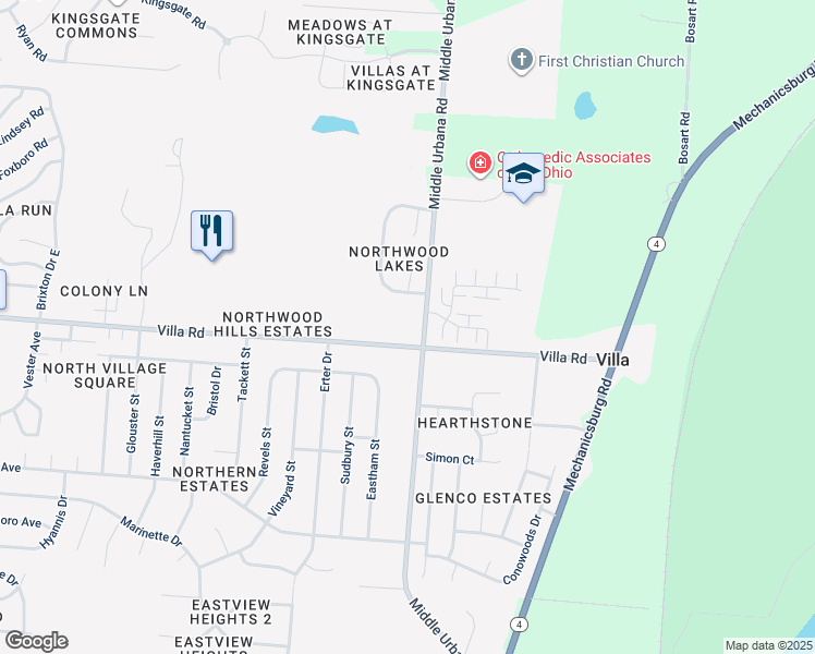map of restaurants, bars, coffee shops, grocery stores, and more near 2009 Spring Meadow Drive in Springfield