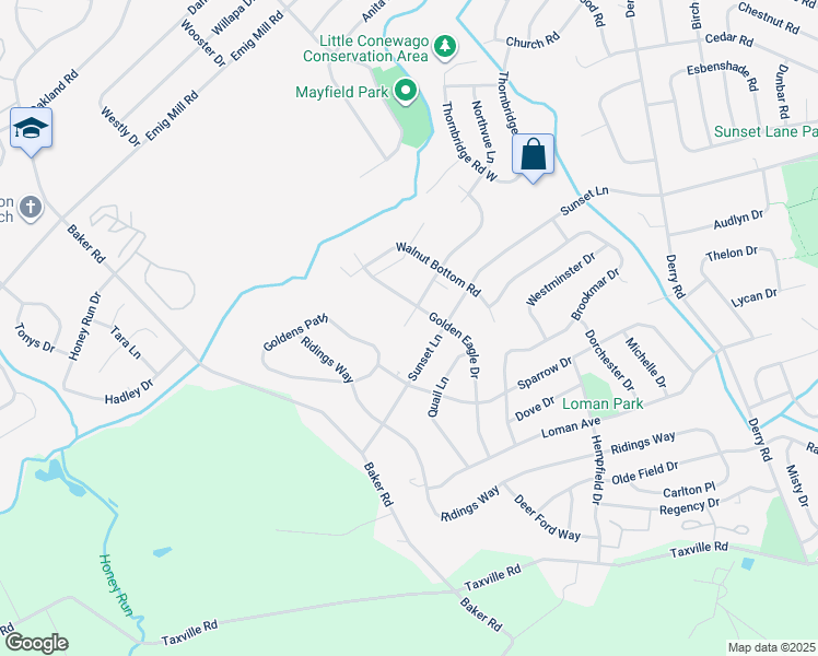 map of restaurants, bars, coffee shops, grocery stores, and more near 2162 Golden Eagle Drive in York