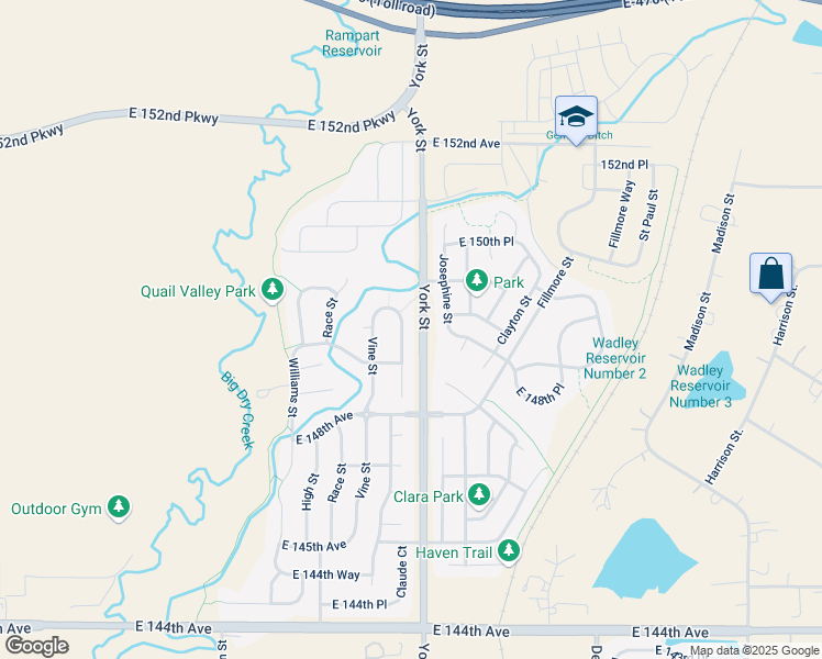 map of restaurants, bars, coffee shops, grocery stores, and more near 14928 Gaylord Street in Thornton