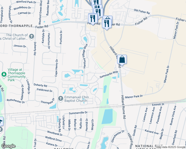 map of restaurants, bars, coffee shops, grocery stores, and more near 740 Oglethorpe in Columbus