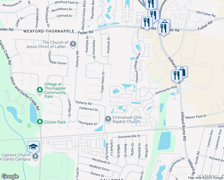 map of restaurants, bars, coffee shops, grocery stores, and more near 5618 Cypress Chase in Columbus