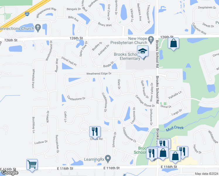 map of restaurants, bars, coffee shops, grocery stores, and more near 12276 Carriage Stone Drive in Fishers