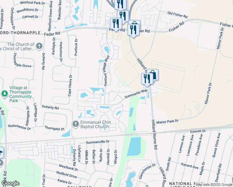 map of restaurants, bars, coffee shops, grocery stores, and more near 5418 Arbrook in Columbus