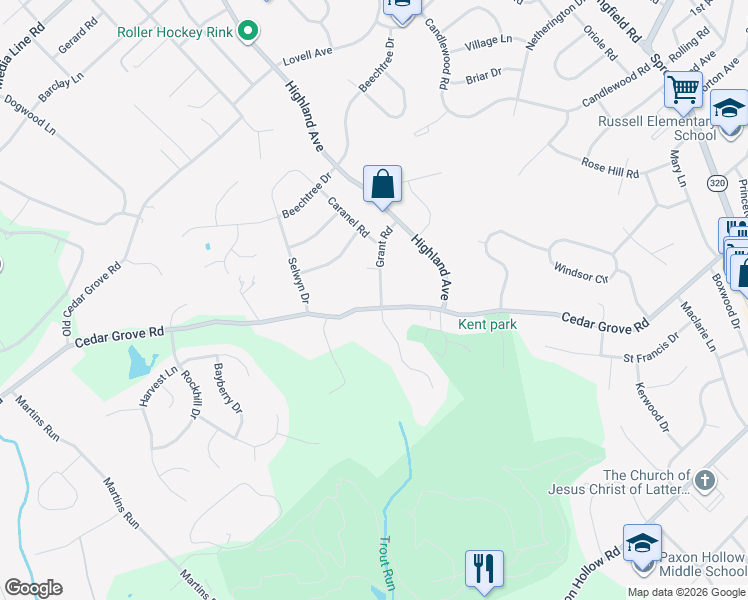 map of restaurants, bars, coffee shops, grocery stores, and more near 2 Stanfield Avenue in Broomall