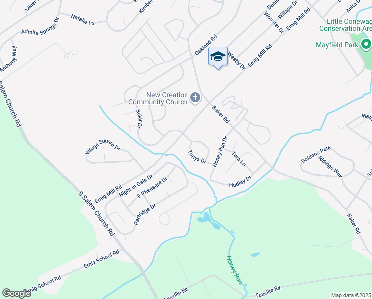 map of restaurants, bars, coffee shops, grocery stores, and more near 2840 Tonys Drive in York
