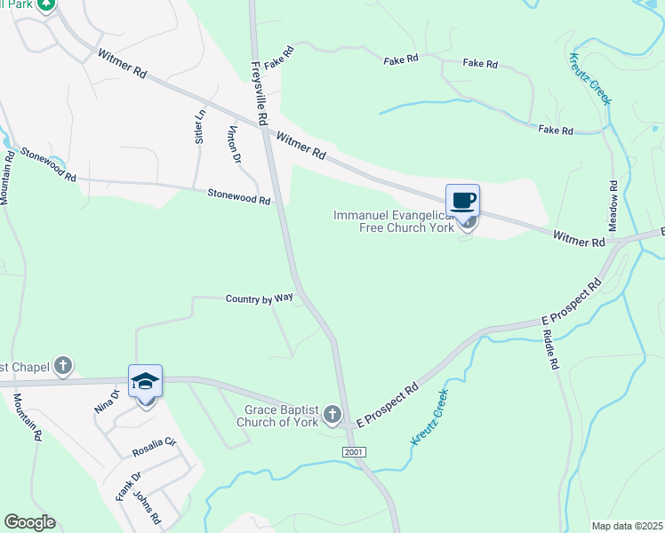 map of restaurants, bars, coffee shops, grocery stores, and more near 1300 Freysville Road in York