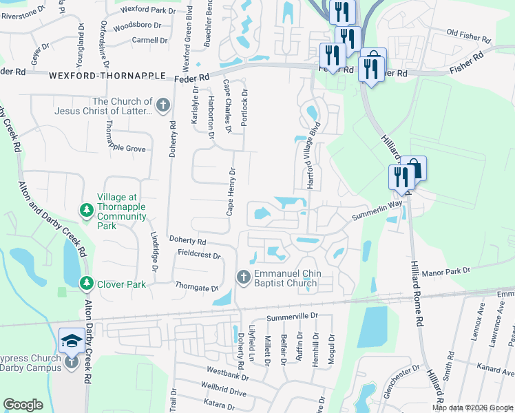 map of restaurants, bars, coffee shops, grocery stores, and more near 5618 Cypress Chase in Columbus