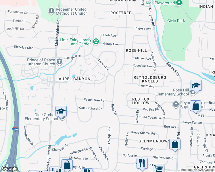map of restaurants, bars, coffee shops, grocery stores, and more near 695 Groton Place in Columbus