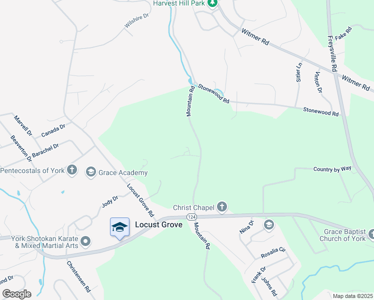 map of restaurants, bars, coffee shops, grocery stores, and more near 35 Mountain Vista Court in York
