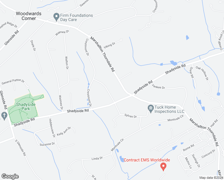 map of restaurants, bars, coffee shops, grocery stores, and more near 1207 Woodward Drive in Downingtown