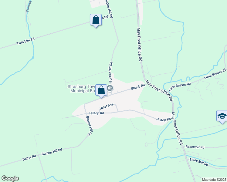 map of restaurants, bars, coffee shops, grocery stores, and more near 399 Shaub Road in Strasburg