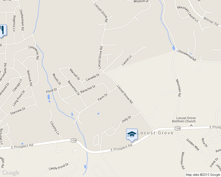 map of restaurants, bars, coffee shops, grocery stores, and more near 3985 Barachel Drive in York