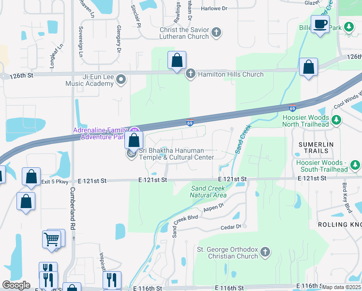 map of restaurants, bars, coffee shops, grocery stores, and more near 10312 Sun Gold Court in Fishers