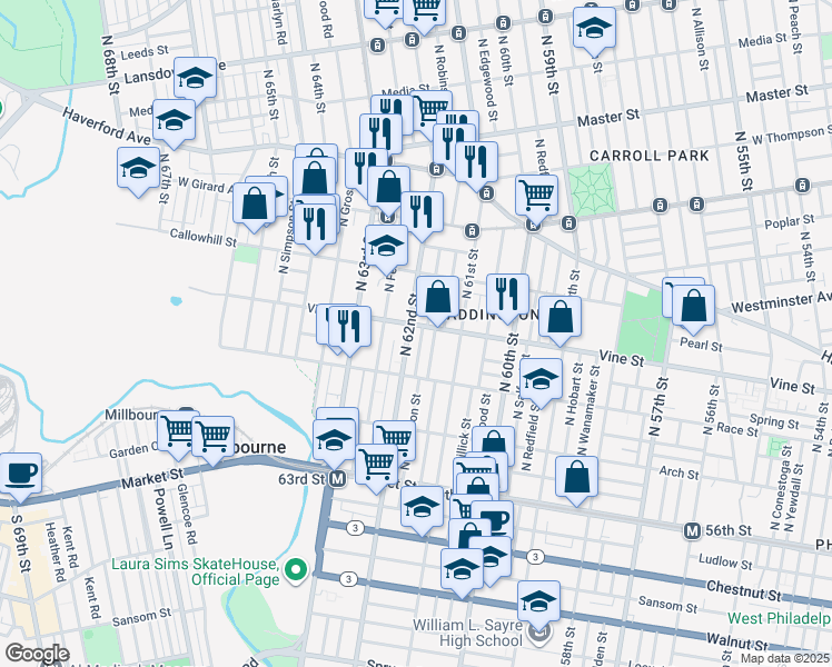 map of restaurants, bars, coffee shops, grocery stores, and more near 318 Horton Street in Philadelphia