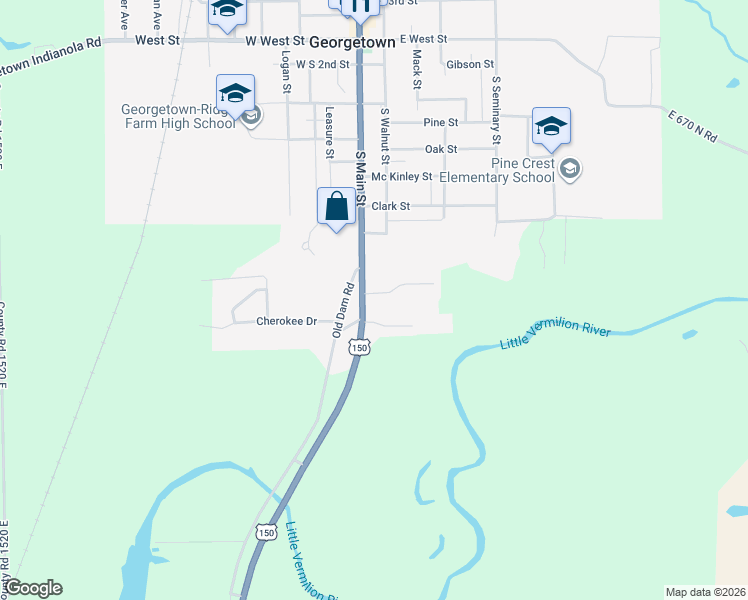 map of restaurants, bars, coffee shops, grocery stores, and more near 201-299 Timberline Drive in Georgetown