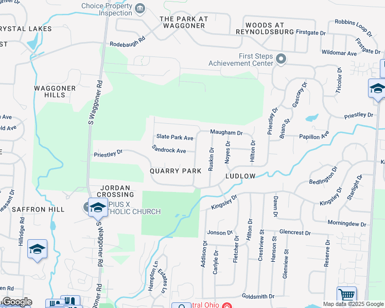map of restaurants, bars, coffee shops, grocery stores, and more near 996 Sandrock Avenue in Reynoldsburg