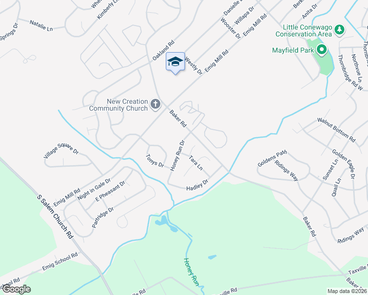 map of restaurants, bars, coffee shops, grocery stores, and more near 3012 Honey Run Drive in York