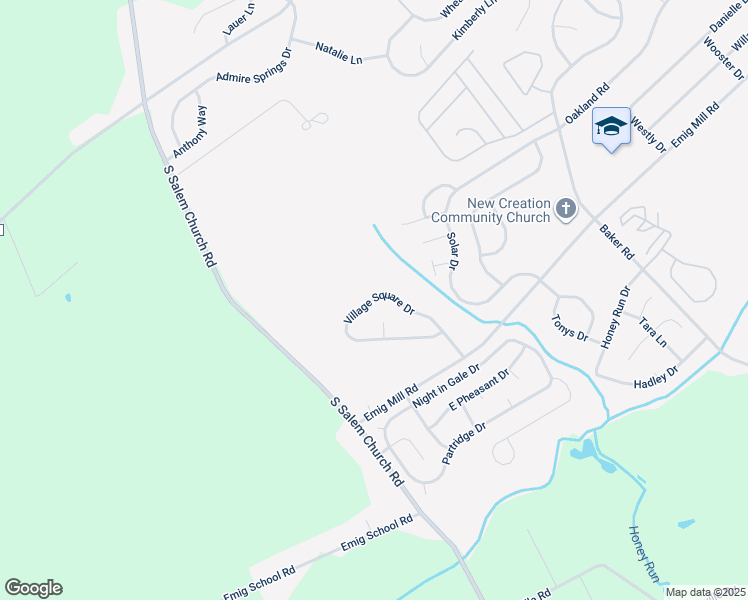 map of restaurants, bars, coffee shops, grocery stores, and more near 2926 Village Square Drive in Dover
