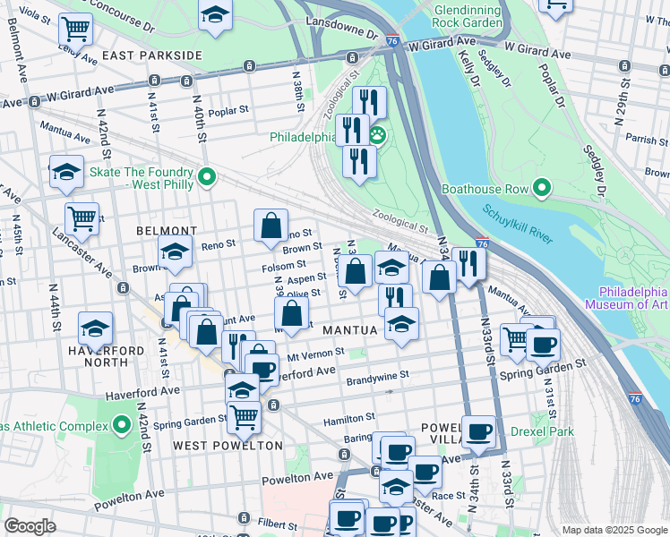 map of restaurants, bars, coffee shops, grocery stores, and more near 742 N Dekalb St in Philadelphia