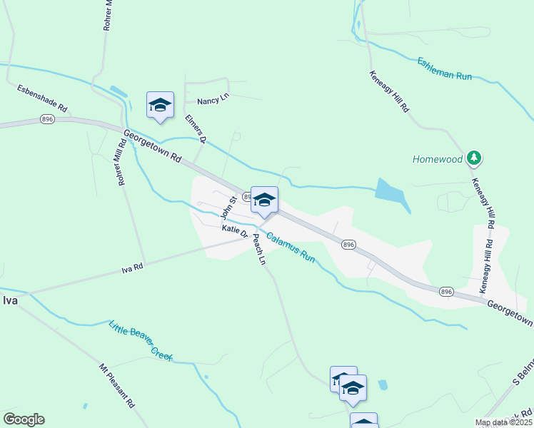 map of restaurants, bars, coffee shops, grocery stores, and more near 2 Peach Lane in Ronks