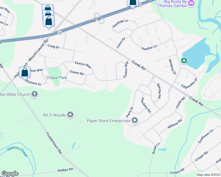 map of restaurants, bars, coffee shops, grocery stores, and more near 5 South Deer Place in Hainesport