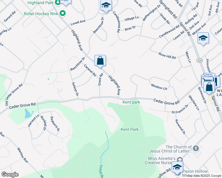 map of restaurants, bars, coffee shops, grocery stores, and more near 920 Cedar Grove Road in Broomall
