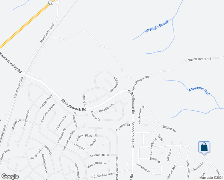 map of restaurants, bars, coffee shops, grocery stores, and more near 22 Birchwood Drive in Manchester Township